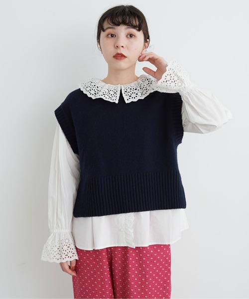 CHILD WOMAN(チャイルドウーマン)の「☆Extrafine merino wool 5GGショートベスト(ベスト・レディース・レッド/ブルー/イエロー/グリーン/アイボリー/オレンジ/ネイビー/パープル・FREE)」の3枚目の写真