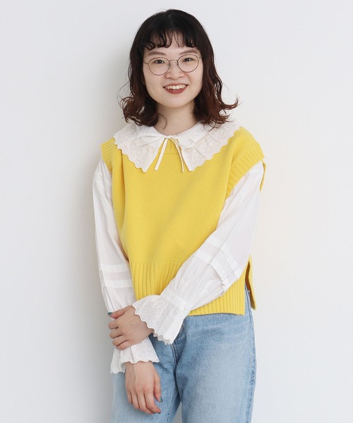 CHILD WOMAN(チャイルドウーマン)の「☆Extrafine merino wool 5GGショートベスト(ベスト・レディース・レッド/ブルー/イエロー/グリーン/アイボリー/オレンジ/ネイビー/パープル・FREE)」の6枚目の写真