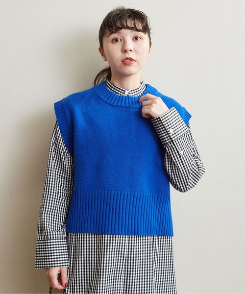 CHILD WOMAN(チャイルドウーマン)の「☆Extrafine merino wool 5GGショートベスト(ベスト・レディース・レッド/ブルー/イエロー/グリーン/アイボリー/オレンジ/ネイビー/パープル・FREE)」の4枚目の写真