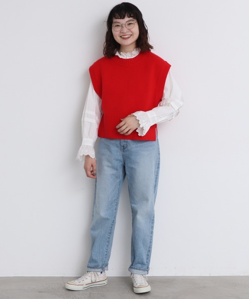 CHILD WOMAN(チャイルドウーマン)の「☆Extrafine merino wool 5GGショートベスト(ベスト・レディース・レッド/ブルー/イエロー/グリーン/アイボリー/オレンジ/ネイビー/パープル・FREE)」の18枚目の写真