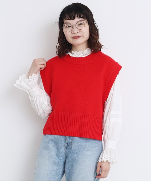 CHILD WOMAN(チャイルドウーマン)の「☆Extrafine merino wool 5GGショートベスト(ベスト・レディース・レッド/ブルー/イエロー/グリーン/アイボリー/オレンジ/ネイビー/パープル・FREE)」の15枚目の写真