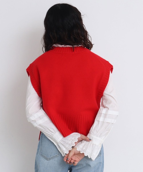 CHILD WOMAN(チャイルドウーマン)の「☆Extrafine merino wool 5GGショートベスト(ベスト・レディース・レッド/ブルー/イエロー/グリーン/アイボリー/オレンジ/ネイビー/パープル・FREE)」の17枚目の写真