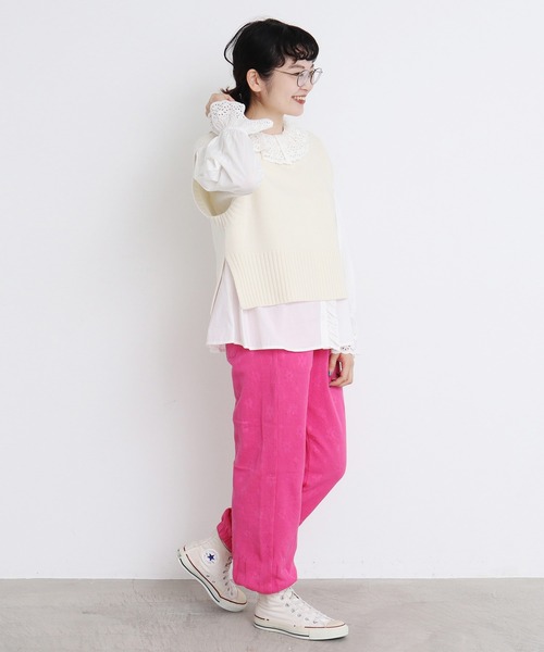 CHILD WOMAN(チャイルドウーマン)の「☆Extrafine merino wool 5GGショートベスト(ベスト・レディース・レッド/ブルー/イエロー/グリーン/アイボリー/オレンジ/ネイビー/パープル・FREE)」の14枚目の写真
