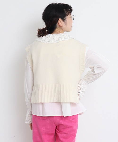 CHILD WOMAN(チャイルドウーマン)の「☆Extrafine merino wool 5GGショートベスト(ベスト・レディース・レッド/ブルー/イエロー/グリーン/アイボリー/オレンジ/ネイビー/パープル・FREE)」の10枚目の写真