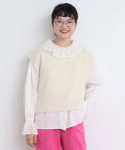 CHILD WOMAN(チャイルドウーマン)の「☆Extrafine merino wool 5GGショートベスト(ベスト・レディース・レッド/ブルー/イエロー/グリーン/アイボリー/オレンジ/ネイビー/パープル・FREE)」の9枚目の写真