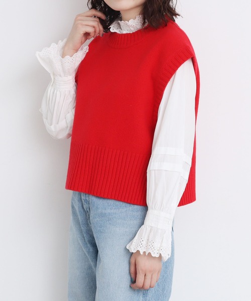CHILD WOMAN(チャイルドウーマン)の「☆Extrafine merino wool 5GGショートベスト(ベスト・レディース・レッド/ブルー/イエロー/グリーン/アイボリー/オレンジ/ネイビー/パープル・FREE)」の16枚目の写真