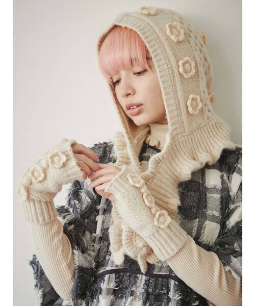 merry jenny（メリージェニー）の「おはなニットグローブ（手袋・レディース・ブラック/アイボリー・FREE）」の9枚目の写真