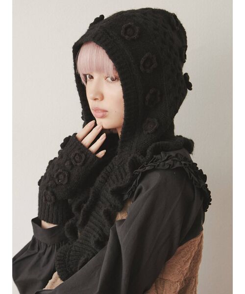 merry jenny（メリージェニー）の「おはなニットグローブ（手袋・レディース・ブラック/アイボリー・FREE）」の13枚目の写真