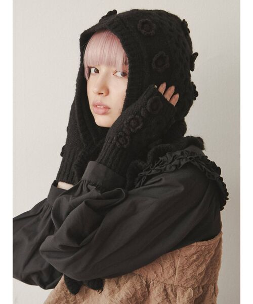 merry jenny（メリージェニー）の「おはなニットグローブ（手袋・レディース・ブラック/アイボリー・FREE）」の15枚目の写真