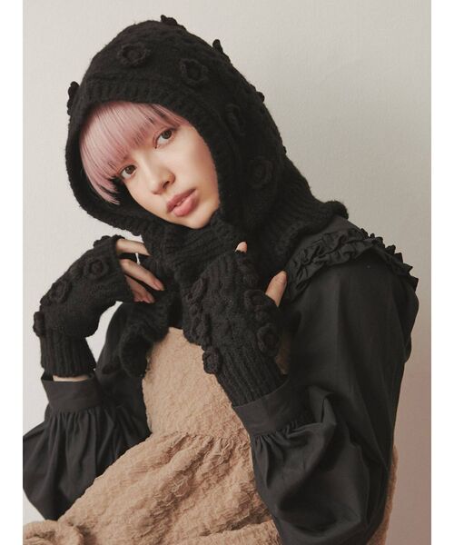 merry jenny（メリージェニー）の「おはなニットグローブ（手袋・レディース・ブラック/アイボリー・FREE）」の16枚目の写真