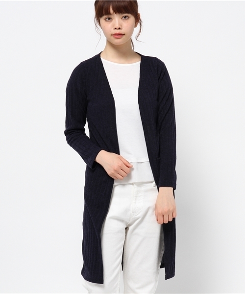 OUTLET（アウトレット）の「【WHO'S WHO gallery】KRリブロングカーデ（カーディガン/ボレロ・レディース・ブラック/ネイビー・FREE）」の2枚目の写真