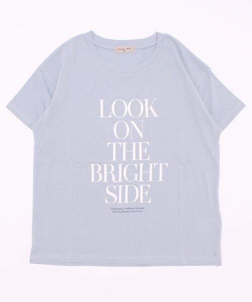 Samansa Mos2（サマンサ モスモス）の「【オーガニックコットン】ロゴプリントTシャツ（Tシャツ/カットソー・レディース・ブラック/オフホワイト/サックスブルー/イエロー・ﾌﾘ-）」の4枚目の写真