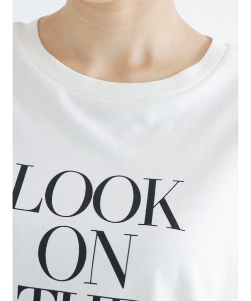 Samansa Mos2（サマンサ モスモス）の「【オーガニックコットン】ロゴプリントTシャツ（Tシャツ/カットソー・レディース・ブラック/オフホワイト/サックスブルー/イエロー・ﾌﾘ-）」の6枚目の写真