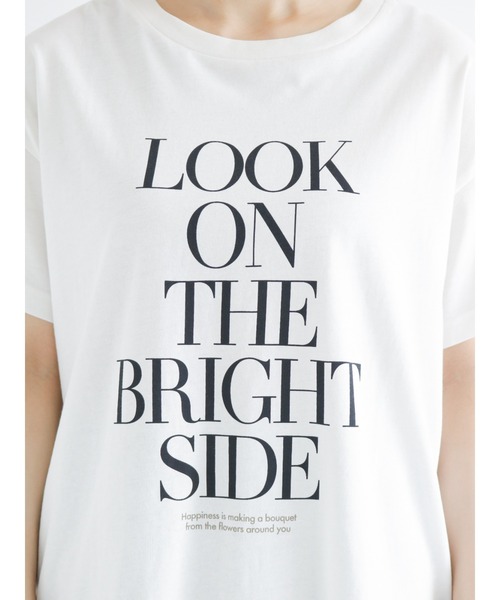 Samansa Mos2（サマンサ モスモス）の「【オーガニックコットン】ロゴプリントTシャツ（Tシャツ/カットソー・レディース・ブラック/オフホワイト/サックスブルー/イエロー・ﾌﾘ-）」の7枚目の写真