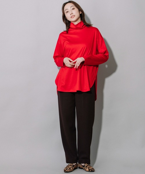 Munich（ミューニック）の「セルロースコットンタートルネックビッグプルオーバー（Tシャツ/カットソー・レディース・ホワイト/ブラック/レッド/ダークグレー・FREE）」の5枚目の写真