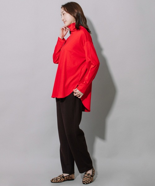 Munich（ミューニック）の「セルロースコットンタートルネックビッグプルオーバー（Tシャツ/カットソー・レディース・ホワイト/ブラック/レッド/ダークグレー・FREE）」の8枚目の写真