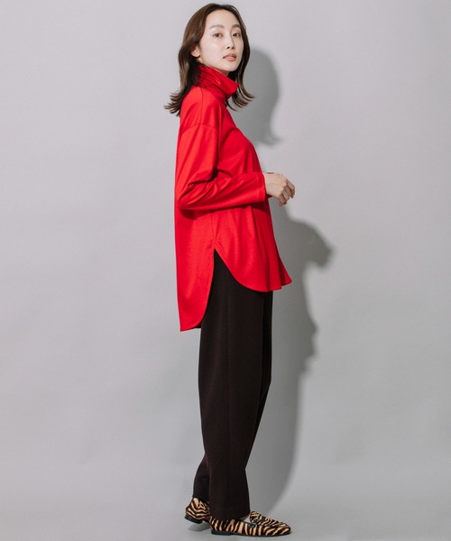 Munich（ミューニック）の「セルロースコットンタートルネックビッグプルオーバー（Tシャツ/カットソー・レディース・ホワイト/ブラック/レッド/ダークグレー・FREE）」の6枚目の写真