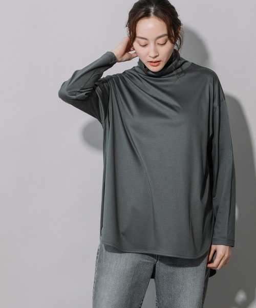 Munich（ミューニック）の「セルロースコットンタートルネックビッグプルオーバー（Tシャツ/カットソー・レディース・ホワイト/ブラック/レッド/ダークグレー・FREE）」の16枚目の写真