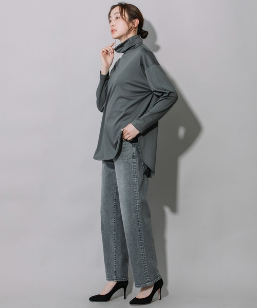 Munich（ミューニック）の「セルロースコットンタートルネックビッグプルオーバー（Tシャツ/カットソー・レディース・ホワイト/ブラック/レッド/ダークグレー・FREE）」の14枚目の写真