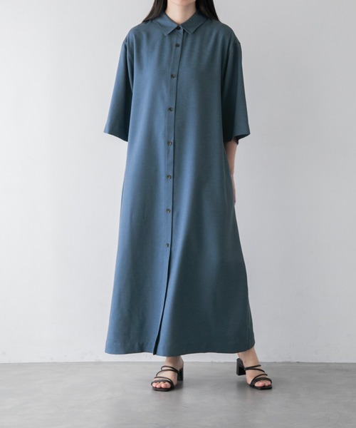 yuw(ユウ)の「リネンオックスシャツワンピース 352735(ワンピース・レディース・ブラック/ベージュ/ブルー・FREE)」の3枚目の写真
