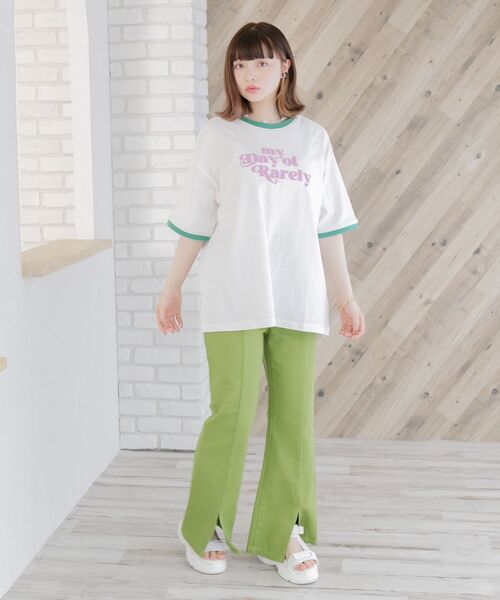 ems excite（エムズエキサイト）の「リンガー半袖ロゴTee（Tシャツ/カットソー・レディース・ホワイト/オフホワイト/ナチュラル・FREE）」の4枚目の写真
