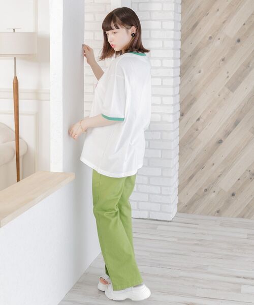 ems excite（エムズエキサイト）の「リンガー半袖ロゴTee（Tシャツ/カットソー・レディース・ホワイト/オフホワイト/ナチュラル・FREE）」の5枚目の写真