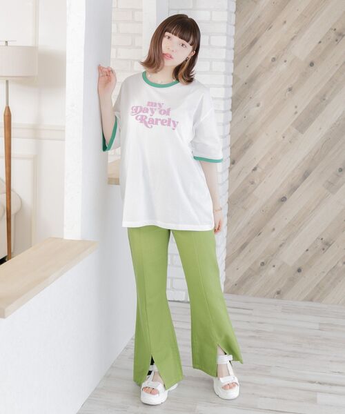 ems excite（エムズエキサイト）の「リンガー半袖ロゴTee（Tシャツ/カットソー・レディース・ホワイト/オフホワイト/ナチュラル・FREE）」の7枚目の写真