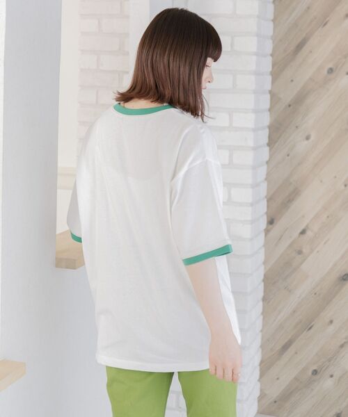 ems excite（エムズエキサイト）の「リンガー半袖ロゴTee（Tシャツ/カットソー・レディース・ホワイト/オフホワイト/ナチュラル・FREE）」の10枚目の写真