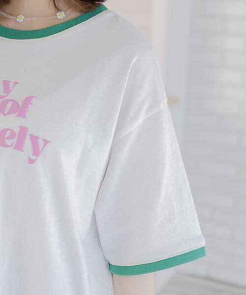 ems excite（エムズエキサイト）の「リンガー半袖ロゴTee（Tシャツ/カットソー・レディース・ホワイト/オフホワイト/ナチュラル・FREE）」の12枚目の写真