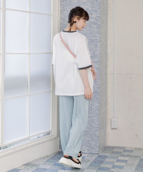 ems excite（エムズエキサイト）の「リンガー半袖ロゴTee（Tシャツ/カットソー・レディース・ホワイト/オフホワイト/ナチュラル・FREE）」の17枚目の写真