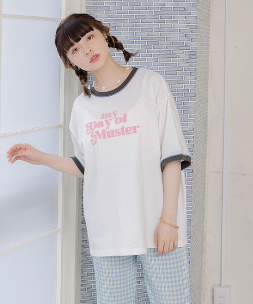 ems excite（エムズエキサイト）の「リンガー半袖ロゴTee（Tシャツ/カットソー・レディース・ホワイト/オフホワイト/ナチュラル・FREE）」の19枚目の写真