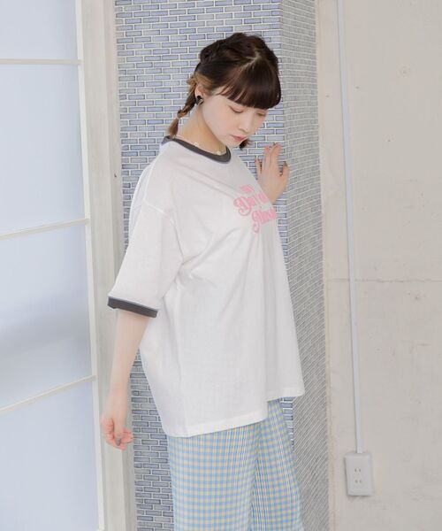 ems excite（エムズエキサイト）の「リンガー半袖ロゴTee（Tシャツ/カットソー・レディース・ホワイト/オフホワイト/ナチュラル・FREE）」の20枚目の写真