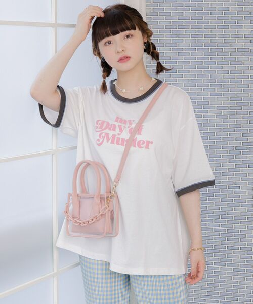 ems excite（エムズエキサイト）の「リンガー半袖ロゴTee（Tシャツ/カットソー・レディース・ホワイト/オフホワイト/ナチュラル・FREE）」の22枚目の写真