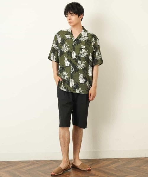 a.v.v（アーヴェヴェ）の「リーフ柄オープンカラーシャツ（シャツ/ブラウス・メンズ・ホワイト/カーキ・46/48/50）」の14枚目の写真