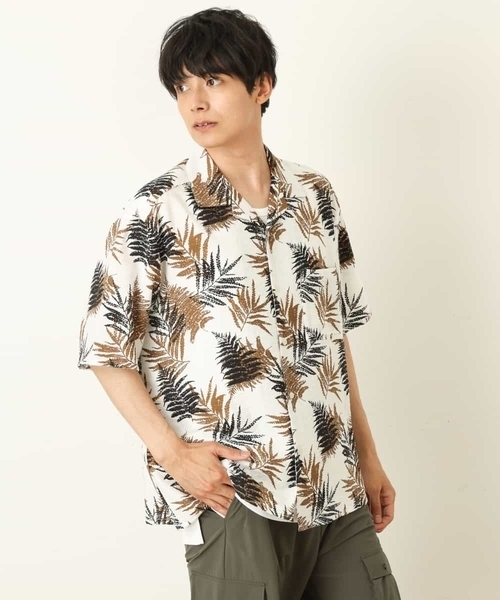 a.v.v（アーヴェヴェ）の「リーフ柄オープンカラーシャツ（シャツ/ブラウス・メンズ・ホワイト/カーキ・46/48/50）」の12枚目の写真