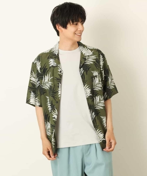 a.v.v（アーヴェヴェ）の「リーフ柄オープンカラーシャツ（シャツ/ブラウス・メンズ・ホワイト/カーキ・46/48/50）」の17枚目の写真