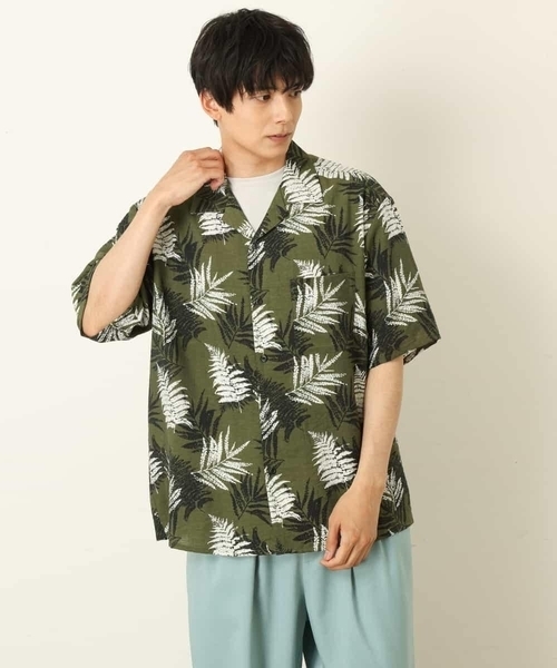 a.v.v（アーヴェヴェ）の「リーフ柄オープンカラーシャツ（シャツ/ブラウス・メンズ・ホワイト/カーキ・46/48/50）」の15枚目の写真