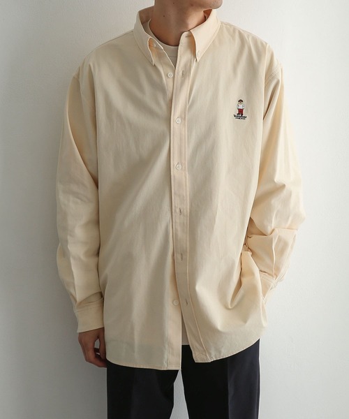 SENSE OF PLACE by URBAN RESEARCH（センスオブプレイスバイアーバンリサーチ）の「『別注』『ユニセックス』TeddyBear×SOP　テディベアボタンダウンルーズシャツ（シャツ/ブラウス・メンズ・ブラック/ブラウン/ライトベージュ/グリーン・MEDIUM/LARGE）」の8枚目の写真