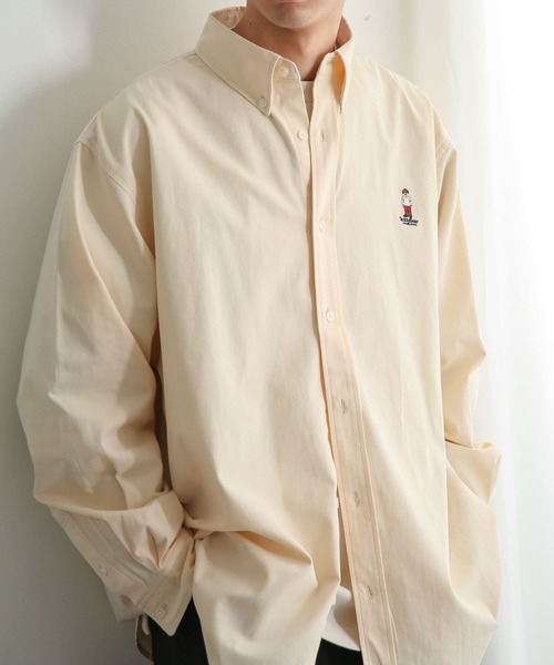 SENSE OF PLACE by URBAN RESEARCH（センスオブプレイスバイアーバンリサーチ）の「『別注』『ユニセックス』TeddyBear×SOP　テディベアボタンダウンルーズシャツ（シャツ/ブラウス・メンズ・ブラック/ブラウン/ライトベージュ/グリーン・MEDIUM/LARGE）」の7枚目の写真