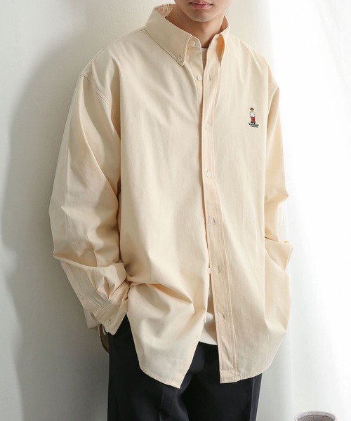 SENSE OF PLACE by URBAN RESEARCH（センスオブプレイスバイアーバンリサーチ）の「『別注』『ユニセックス』TeddyBear×SOP　テディベアボタンダウンルーズシャツ（シャツ/ブラウス・メンズ・ブラック/ブラウン/ライトベージュ/グリーン・MEDIUM/LARGE）」の6枚目の写真