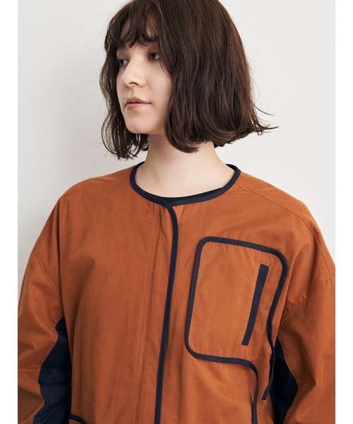 Editt by YECCA VECCA（エディットバイイェッカヴェッカ）の「パイピングデザインノーカラージャケット（ノーカラージャケット・レディース・ブラウン/カーキ・FREE）」の16枚目の写真