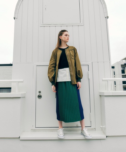 Editt by YECCA VECCA（エディットバイイェッカヴェッカ）の「パイピングデザインノーカラージャケット（ノーカラージャケット・レディース・ブラウン/カーキ・FREE）」の5枚目の写真