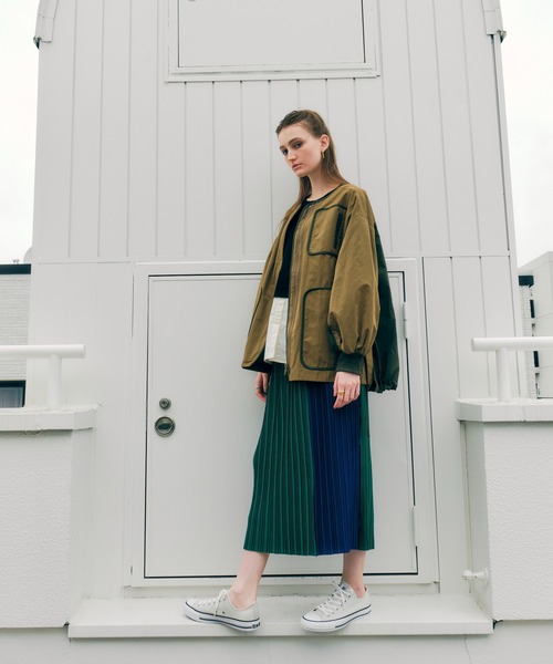 Editt by YECCA VECCA（エディットバイイェッカヴェッカ）の「パイピングデザインノーカラージャケット（ノーカラージャケット・レディース・ブラウン/カーキ・FREE）」の8枚目の写真