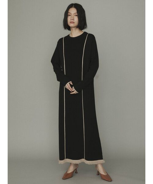 COTORICA（コトリカ）の「配色ラインニットワンピース（ワンピース・レディース・ブラック/ベージュ/オリーブ・FREE）」の2枚目の写真