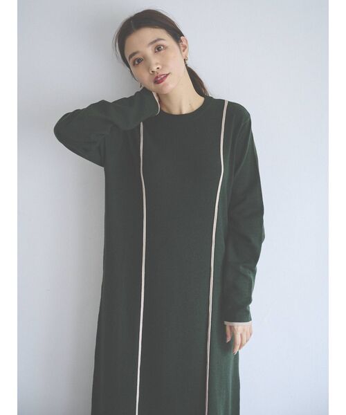 COTORICA（コトリカ）の「配色ラインニットワンピース（ワンピース・レディース・ブラック/ベージュ/オリーブ・FREE）」の12枚目の写真