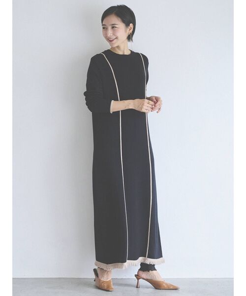 COTORICA（コトリカ）の「配色ラインニットワンピース（ワンピース・レディース・ブラック/ベージュ/オリーブ・FREE）」の22枚目の写真
