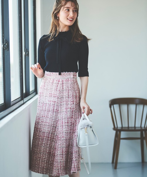 31 Sons de mode（トランテアン　ソン　ドゥ　モード）の「ツイードマーメイドスカート（スカート・レディース・ブラック/ピンク/クリーム・36/38）」の22枚目の写真