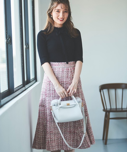 31 Sons de mode（トランテアン　ソン　ドゥ　モード）の「ツイードマーメイドスカート（スカート・レディース・ブラック/ピンク/クリーム・36/38）」の21枚目の写真