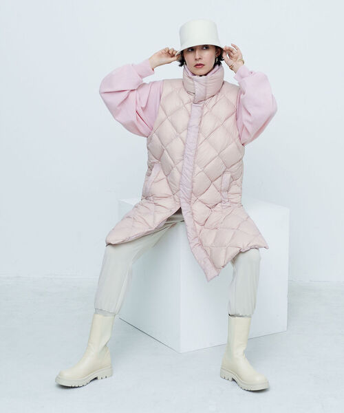 ももたま様専用 TAIONベージュキルティング フード付き ダウンベスト