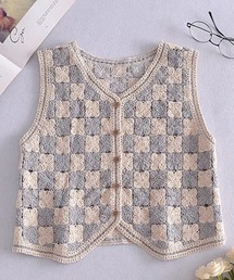aimoha | ニット編みチェック柄ベスト(ベスト)